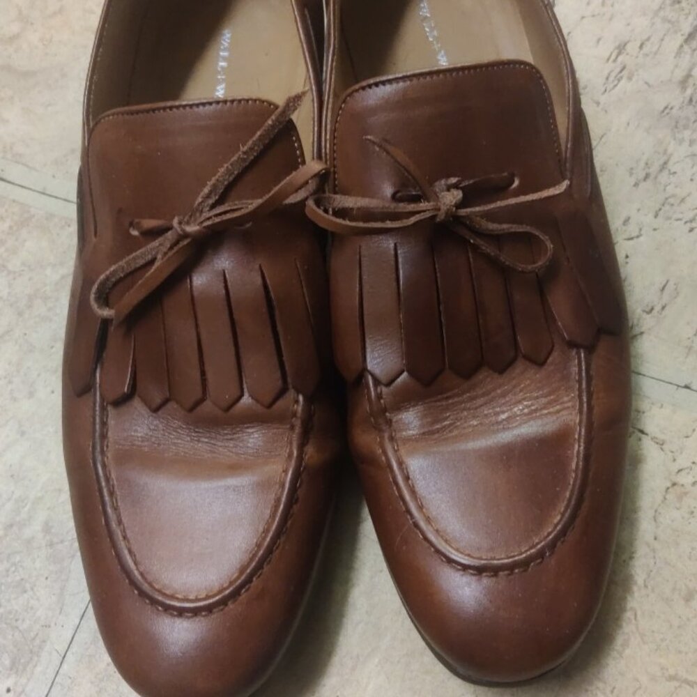 Wall + Water 10M brown kiltie tie loafers dress casual blake stitch made italy